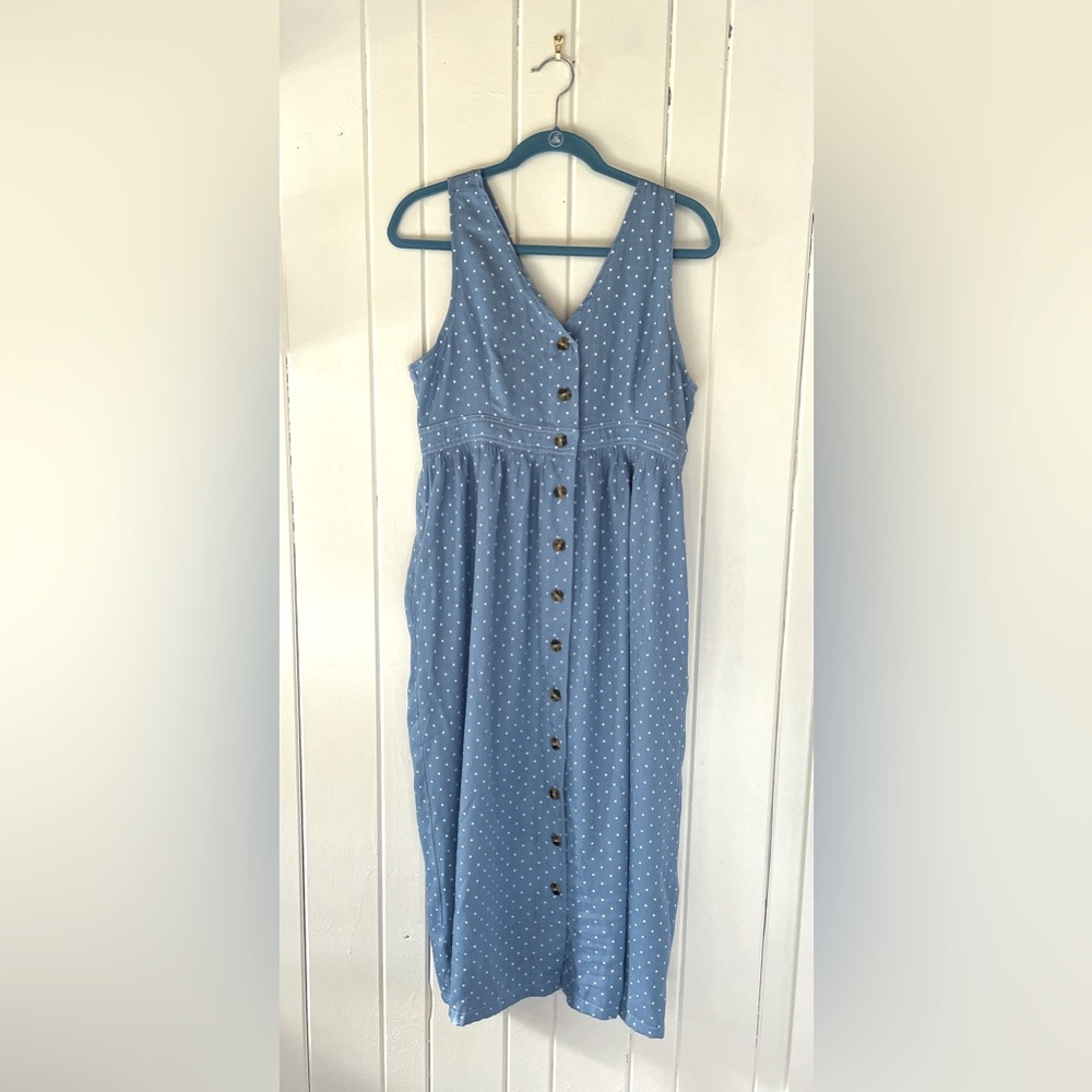 Susan Bentro Polka Dot Button Down Midi Dress - Size L